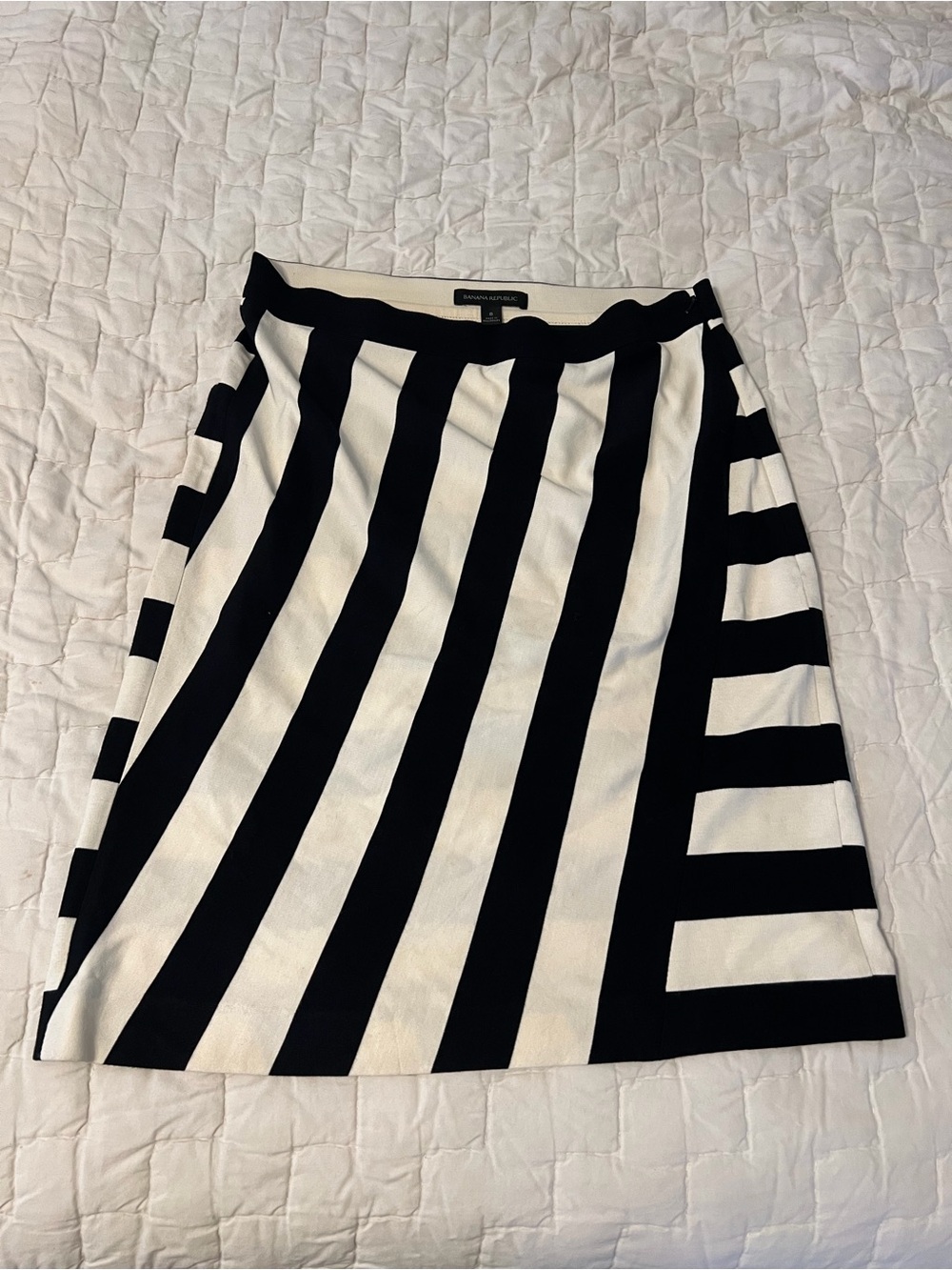 Banana Republic Black and White Striped A-Line Skirt